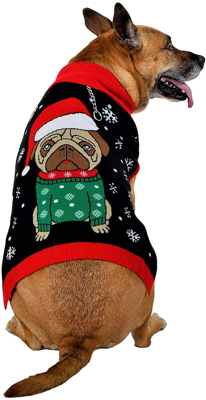 Socal Look Dogs Christmas Sweaters Santa Puppy Pug Pullover Small Black Animals & Pet Supplies > Pet Supplies > Dog Supplies > Dog Apparel SoCal Look   