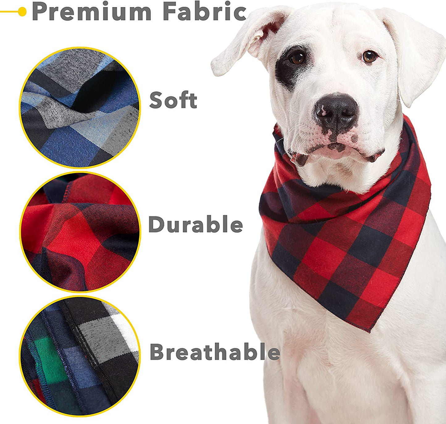 Odi Style Buffalo Plaid Dog Bandana 4 Pack - Cotton Bandanas Handkerchiefs Scarfs Triangle Bibs Accessories for Small Medium Large Dogs Puppies Pets, Black and White, Red, Green, Blue and Navy Blue Animals & Pet Supplies > Pet Supplies > Dog Supplies > Dog Apparel Odi Style   