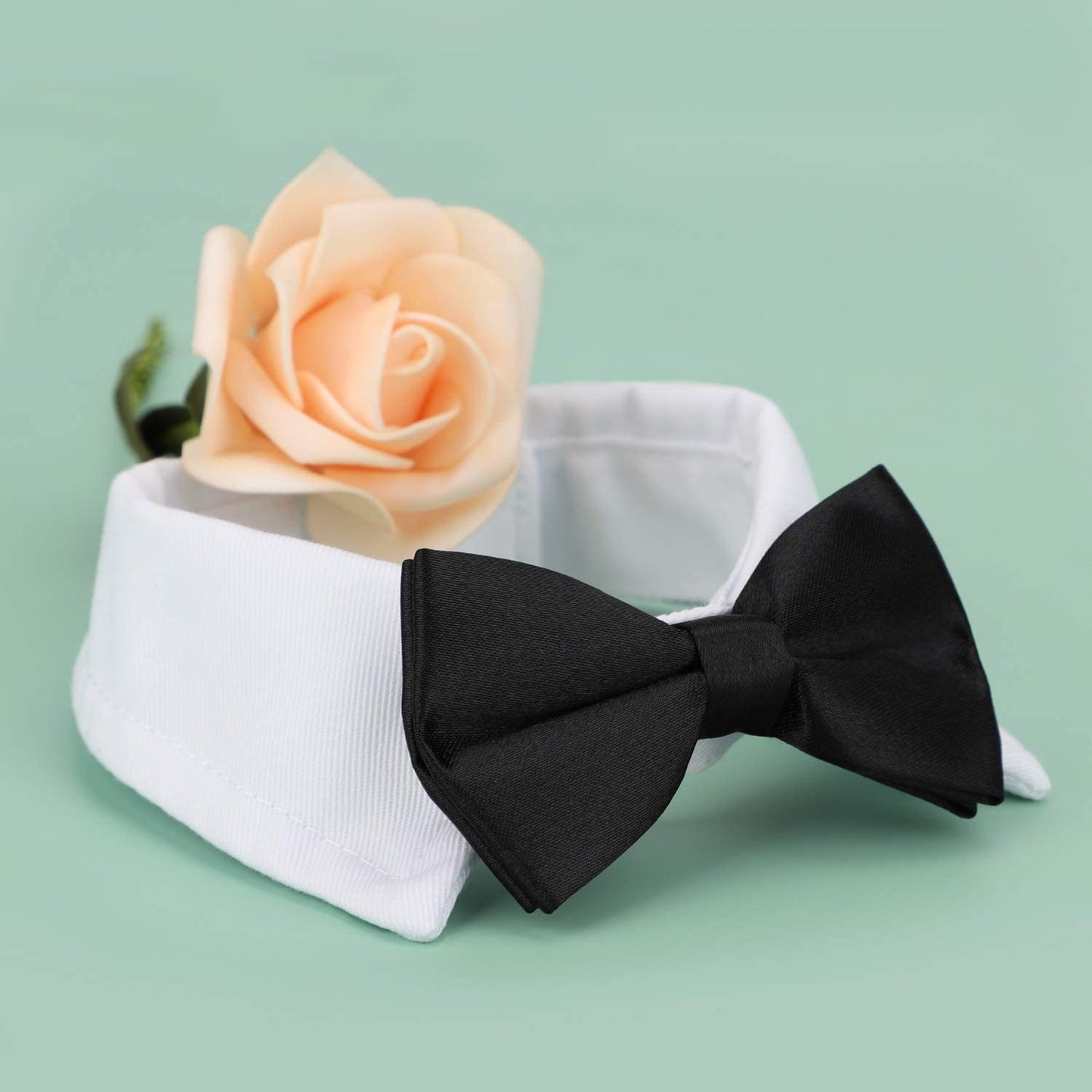 Dog Tuxedo Collar, Segarty Bow Tie Dog Collar, Black Bowtie with Handcrafted Adjustable White Collar Formal Pet Cats Necktie Collar for Small Medium Large Boy Dog Wedding Grooming Bows Birthday Gift Animals & Pet Supplies > Pet Supplies > Dog Supplies > Dog Apparel Segarty   