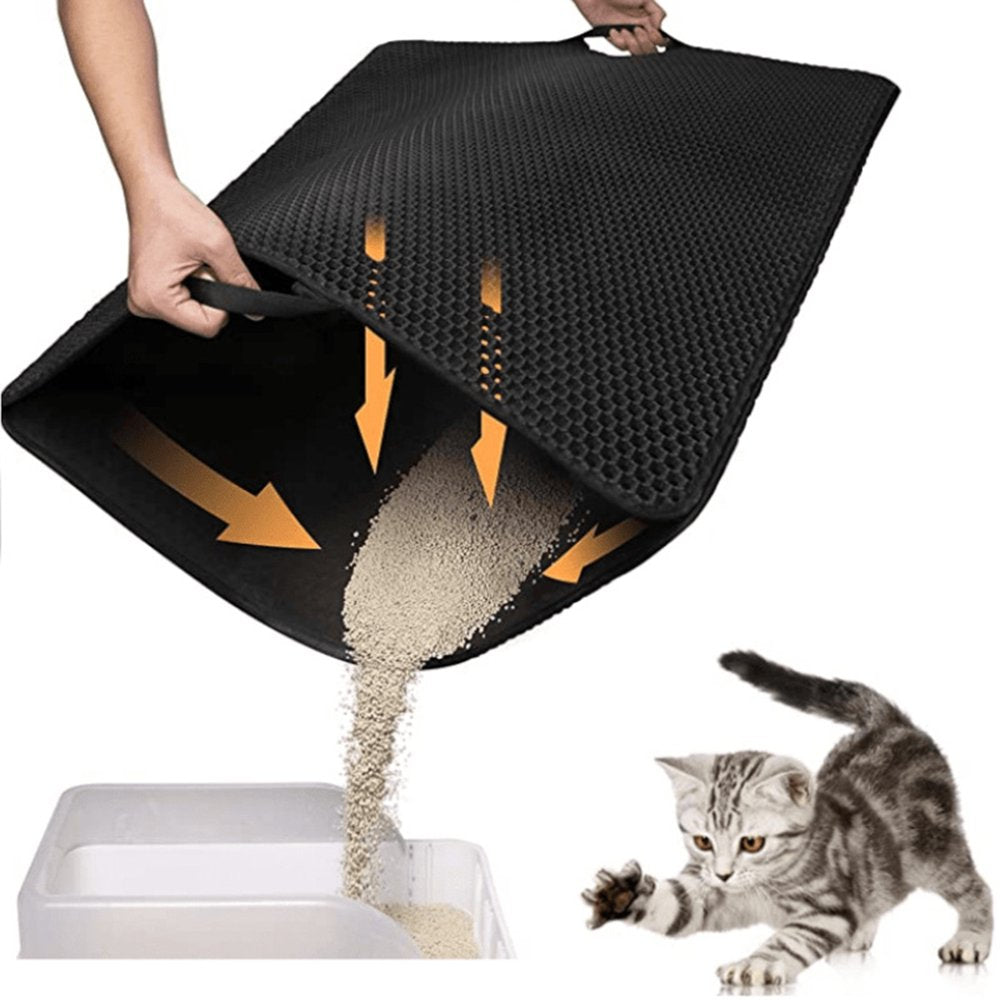 Oenbopo Cat Litter Mat, Litter Box Mat,Honeycomb Double Layer Trapping Litter Mat Design,Waterproof Urine Proof Kitty Litter Mat,Easy Clean 15.7*23.6""