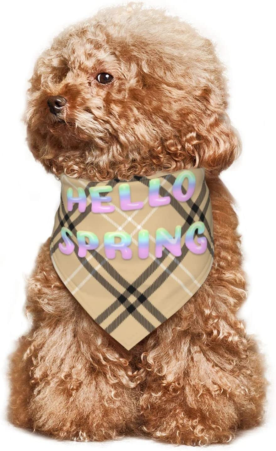 Round Hello Spring Font Gradient Pet Dog and Cat Decorative Triangle Scarf,Dog Bandana,Breathable and Stain Resistant. Animals & Pet Supplies > Pet Supplies > Dog Supplies > Dog Apparel ZALTAS   