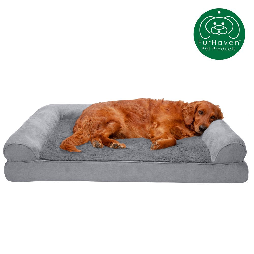 Furhaven Pet Products | Dog Bed Full Support Orthopedic Ultra Plush Sofa-Style Couch Bed for Dogs & Cats, Gray, Jumbo Plus Animals & Pet Supplies > Pet Supplies > Cat Supplies > Cat Beds FurHaven Pet Jumbo Gray 