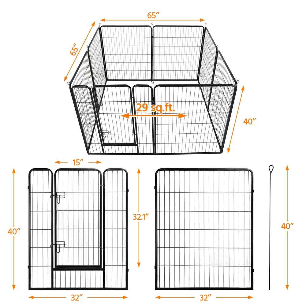 Easyfashion Heavy Duty Indoor and Outdoor Black Dog Playpen, 16 Panels Animals & Pet Supplies > Pet Supplies > Dog Supplies > Dog Kennels & Runs Easyfashion   