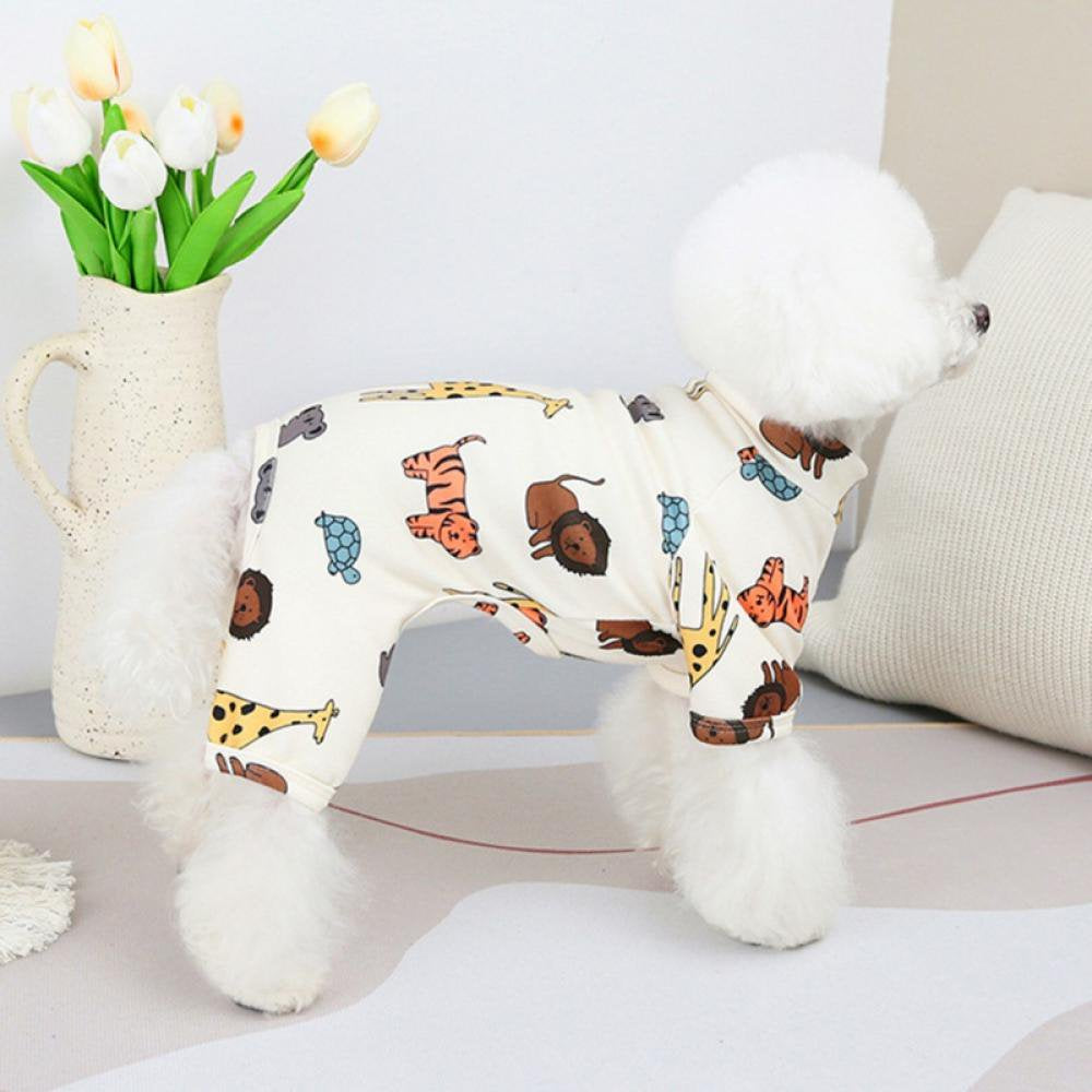 Dog Pajamas Soft Cat Clothes Cute Puppy Apparel Doggie Outfit Pet Pjs Onesie Animals & Pet Supplies > Pet Supplies > Dog Supplies > Dog Apparel Slopehill S Tiger Print 