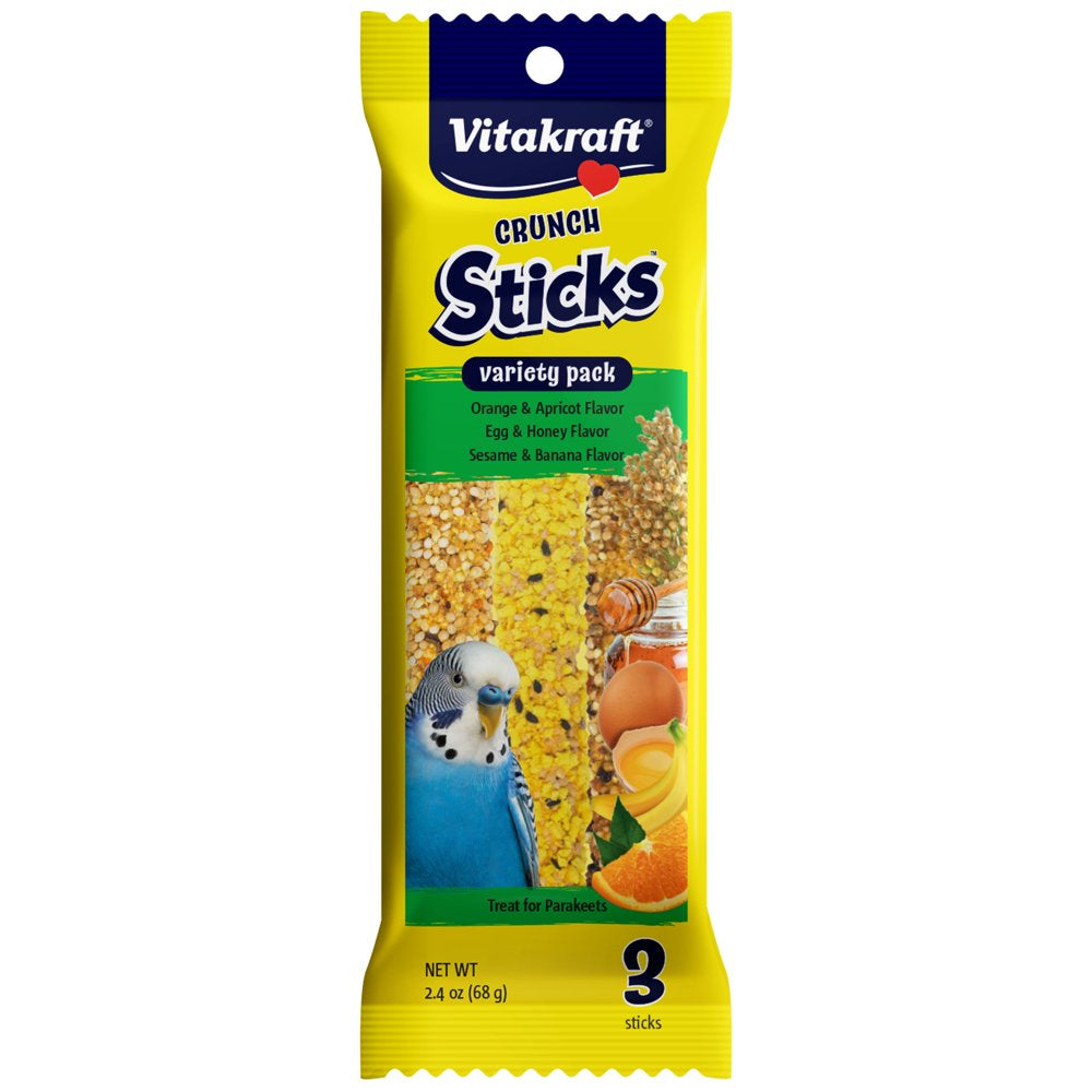 Vitakraft Crunch Sticks Parakeet Treat Variety Pack - Orange/Apricot, Egg/Honey, Sesame/Banana (3 Sticks), 2.4 Oz Animals & Pet Supplies > Pet Supplies > Bird Supplies > Bird Treats Vitakraft Sunseed 2.4 oz  