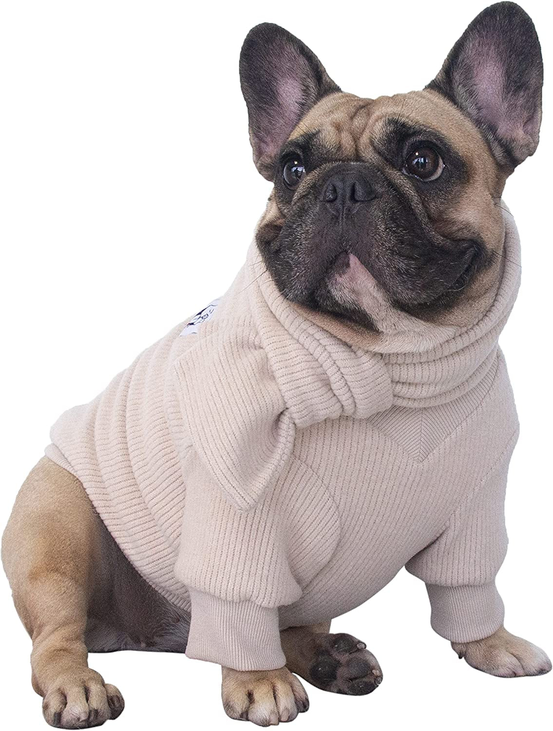 Ichoue Pet Dog Knitted Sweater with Matching Scarf Knitwear Winter Warm Clothes Cold Weather Coat for French Bulldog Pug Boston Terrier - Grey/Large Animals & Pet Supplies > Pet Supplies > Dog Supplies > Dog Apparel iChoue Beige Large (Pack of 1) 