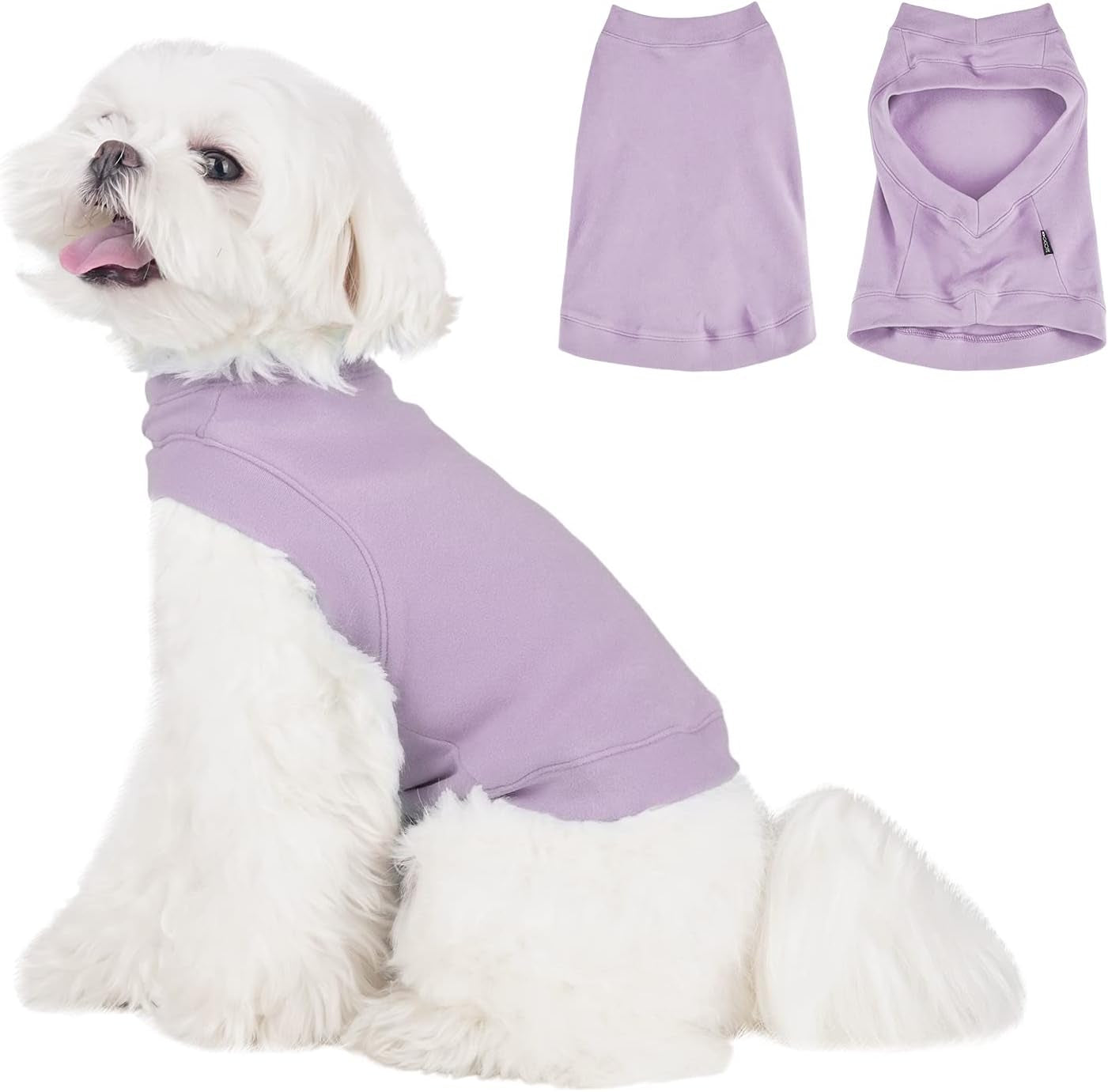 Soft Fleece Dog Sweatshirt - Warm Dog Sweaters for Small Medium Dogs Cats Cold Weather - Cat Sweater Pullover Stretchy Hoodie Easy on - Comfortable Dog Winter Clothes Pet Sweaters Vest for Doggie Animals & Pet Supplies > Pet Supplies > Dog Supplies > Dog Apparel Dociote Light Purple L 