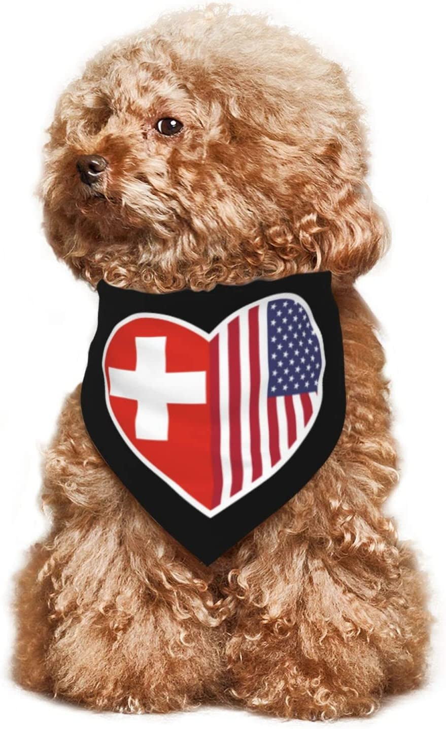 POOEDSO I Love America and Switzerland Pantone Dog Scarf Triangular Adjustable for Small Medium Large Cats Dogs Decoration Handkerchiefs Pet Birthday Party Gifts Animals & Pet Supplies > Pet Supplies > Dog Supplies > Dog Apparel POOEDSO   