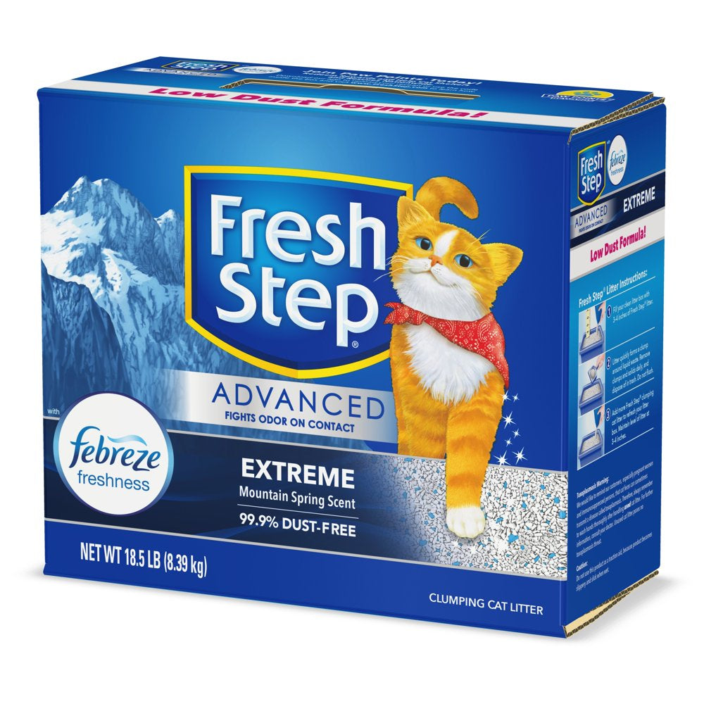 Fresh Step Advanced Extreme Clumping Cat Litter with Odor Control, Mountain Spring Scent, 18.5 Lb Animals & Pet Supplies > Pet Supplies > Cat Supplies > Cat Litter The Clorox Company   