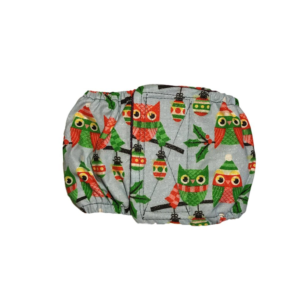 Barkertime Holiday Owl with Glitter Washable Dog Belly Band Male Wrap - Made in USA Animals & Pet Supplies > Pet Supplies > Dog Supplies > Dog Diaper Pads & Liners Barkertime XL  