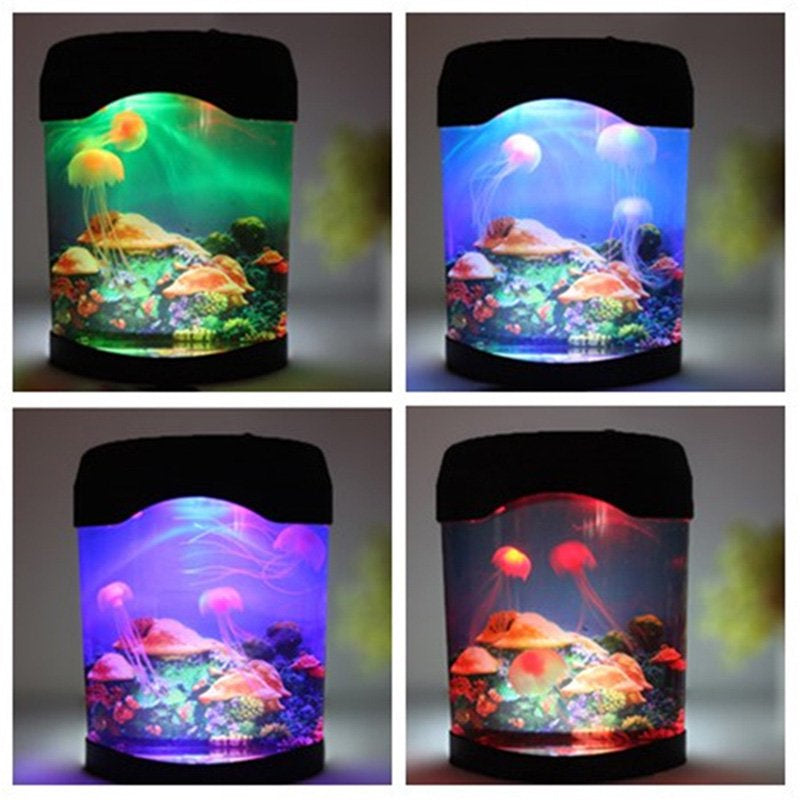 Aquarium Night Light Lamp LED Light Artificial Seajelly Tank Swimming Mood Lamp for Home Desk Decor
