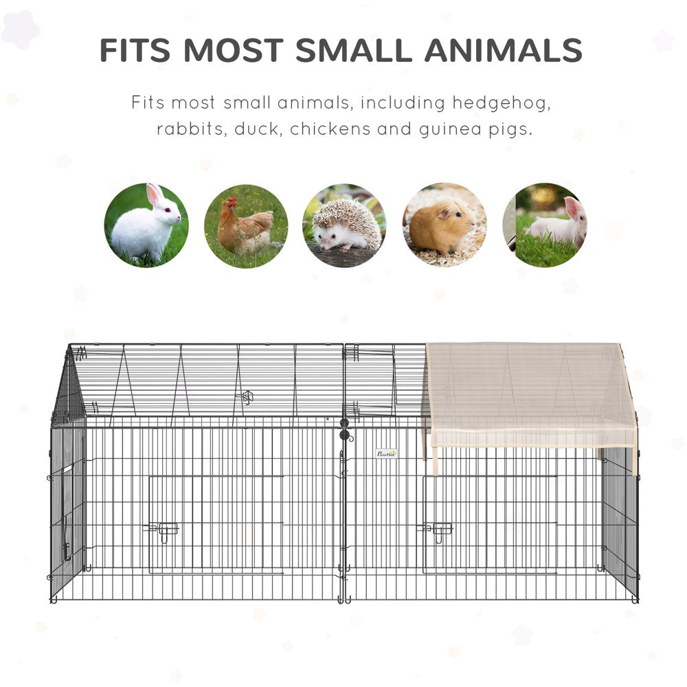 Walmeck Outdoor 87" Small Animal Cage Hutch Pet Enclosure Playpen Run with Run