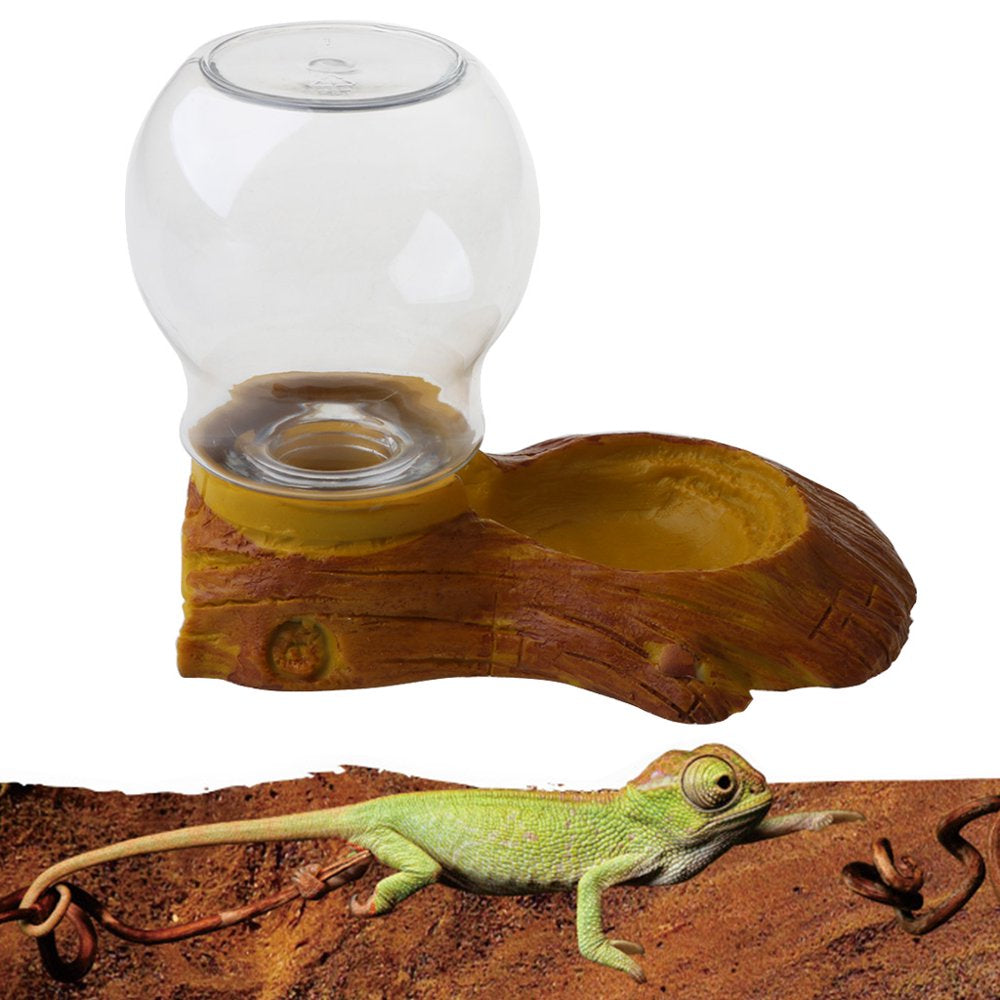 Reptile Amphibian Automatic Waterer Feeder Basin Simulation Tree Bark Turtle Lizard Drinking Bowl Fountains Landscaping Decor Pet Supplies