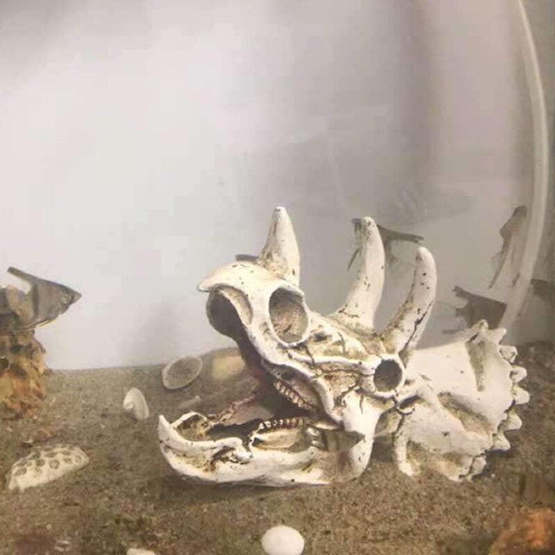 Reptiles Amphibians Habitat Hideaway Cave Aquarium Decorations Dinosaur Triceratops Imitation Skull Model|Decorations Animals & Pet Supplies > Pet Supplies > Small Animal Supplies > Small Animal Habitat Accessories KOL PET   