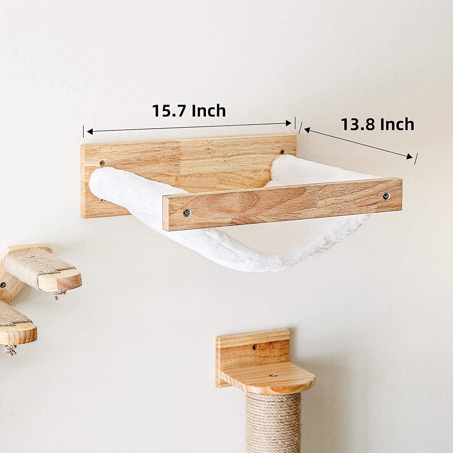 FUKUMARU Cat Hammock Wall Mounted Large Cats Shelf - Modern Beds and Perches - Premium Kitty Furniture for Sleeping, Playing, Climbing, and Lounging - Easily Holds up to 40 Lbs