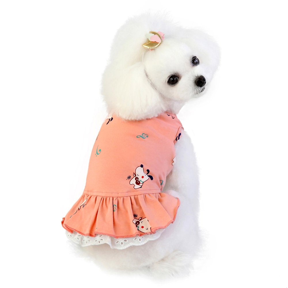 D-GROEE Dog Dress Skirt Puppy Summer Cartoon Print Dress Pet Princess Summer Apparel Clothes for Small Dogs Cats Animals & Pet Supplies > Pet Supplies > Cat Supplies > Cat Apparel D-GROEE   