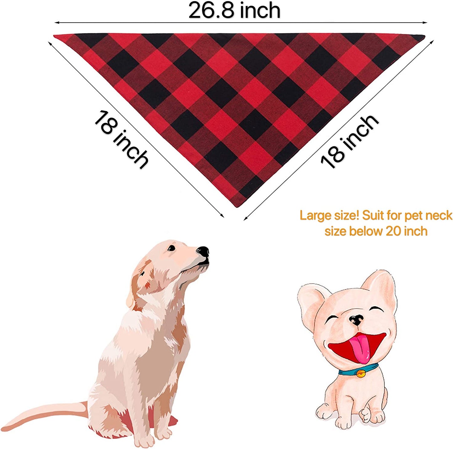 YBXZ Buffalo Plaid Dog Bandanas 1Pack,Red Flannel Bandanas Scarfs Triangle Bibs for Small Medium Large Size Dogs and Cats Double Layer Thickening Washable. Animals & Pet Supplies > Pet Supplies > Dog Supplies > Dog Apparel CRMADA   