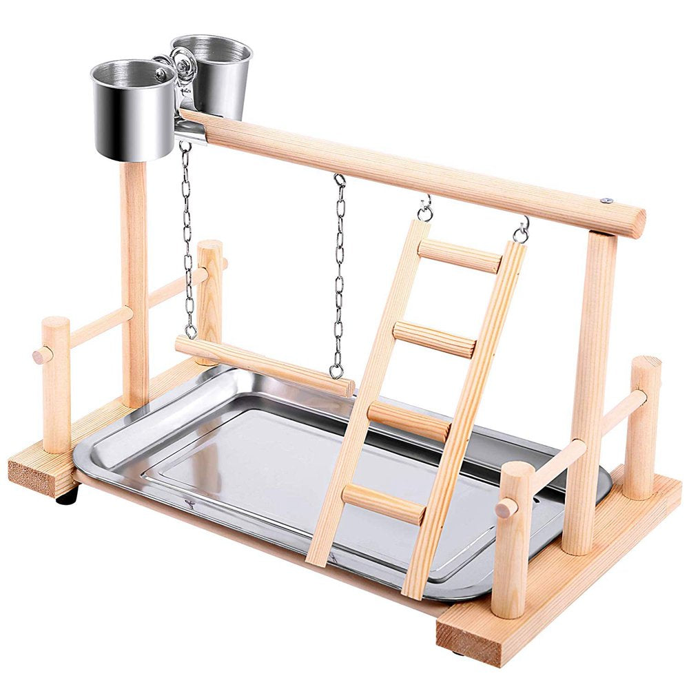 Tiabiaya Parrot Playpen Bird Perch Playstand Parrot Playground Gym Wood Ladder Swing Climbing Animals & Pet Supplies > Pet Supplies > Bird Supplies > Bird Gyms & Playstands Tiabiaya   