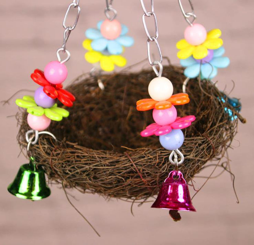 Rattan Birds Nest Toys,Parrot Hanging Swing Nest with Bells Bird Cage Accessories for Cockatoo Macaw African Grey Budgie Parakeet Cockatiel by TWSOUL Animals & Pet Supplies > Pet Supplies > Bird Supplies > Bird Cage Accessories TWSOUL   