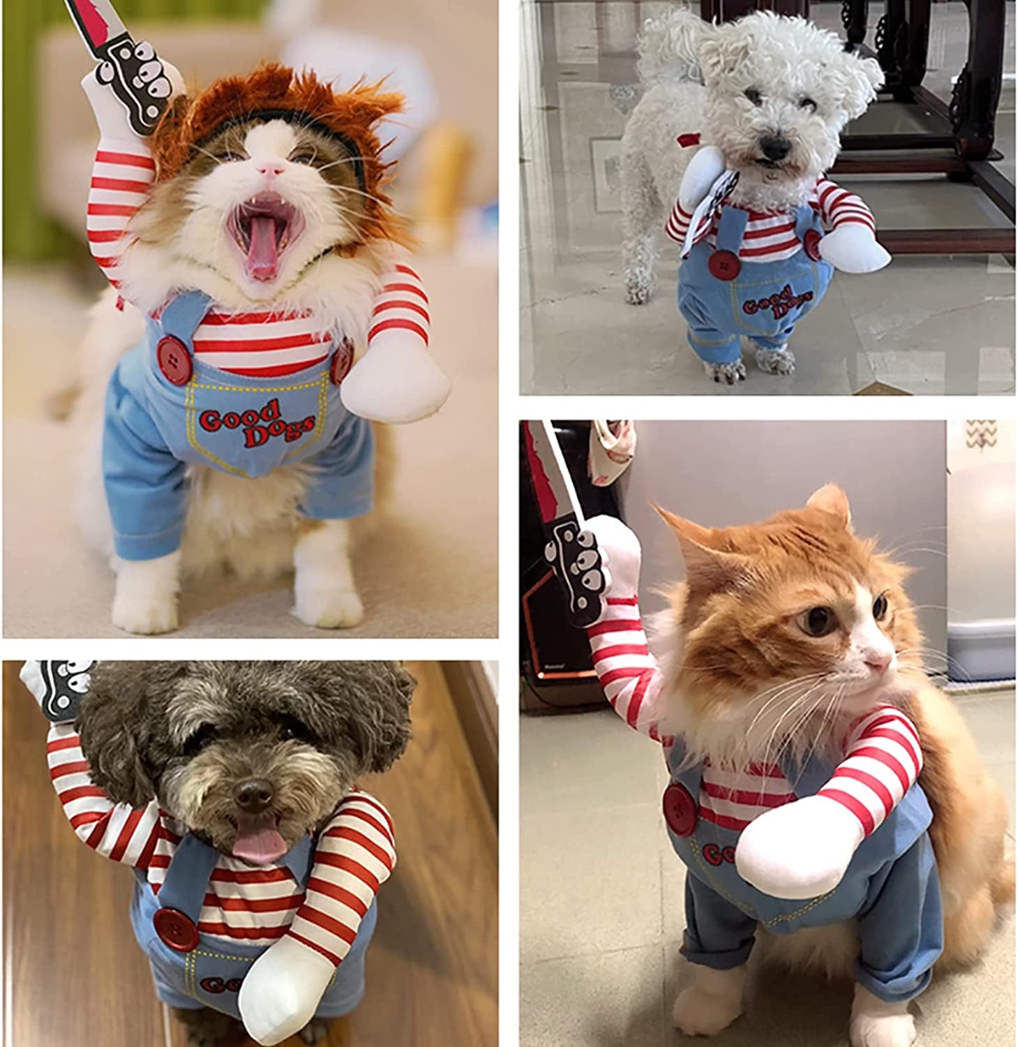 Dog Chucky Costume Pet Dress up Cats Dogs Clothes for Large