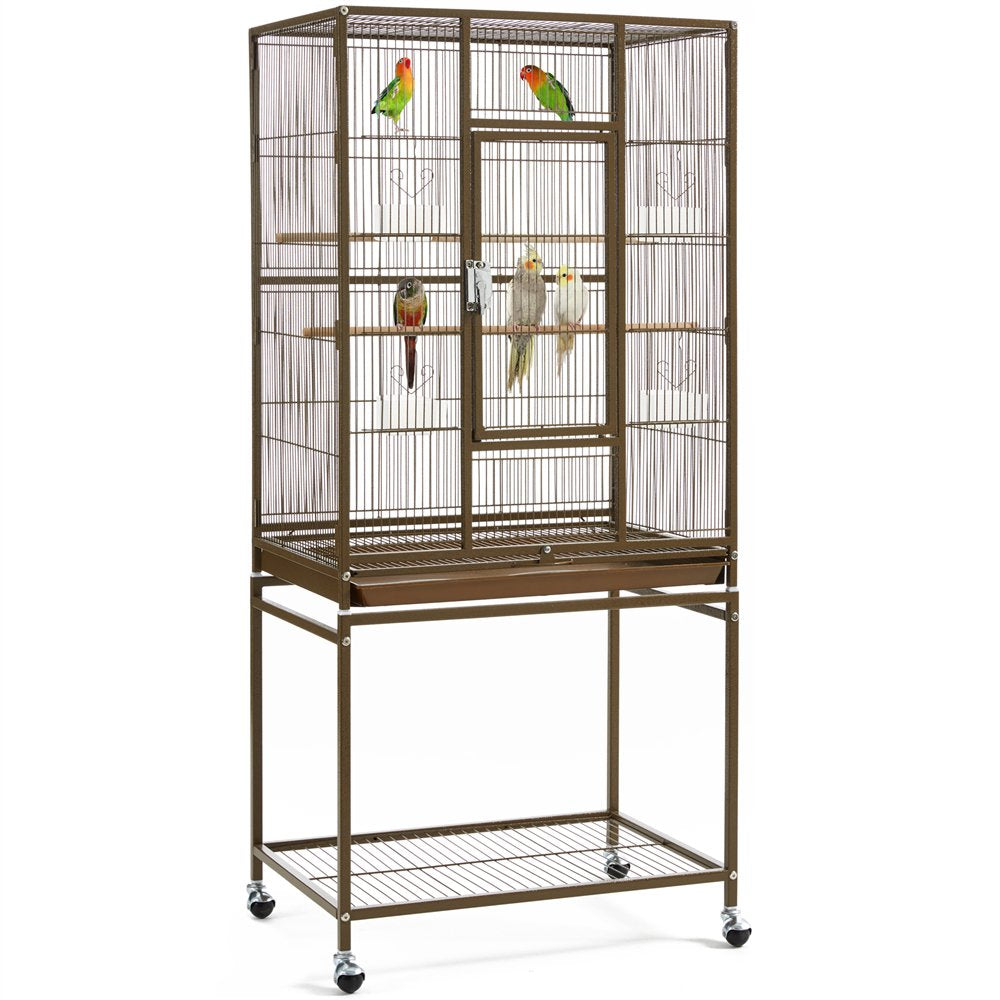 Topeakmart 54''H Large Rolling Metal Parrot Cage Bird Cage with Detachable Stand for Conures Parakeets Cockatiels, Navy Blue Animals & Pet Supplies > Pet Supplies > Bird Supplies > Bird Cages & Stands Topeakmart Palmer Green  