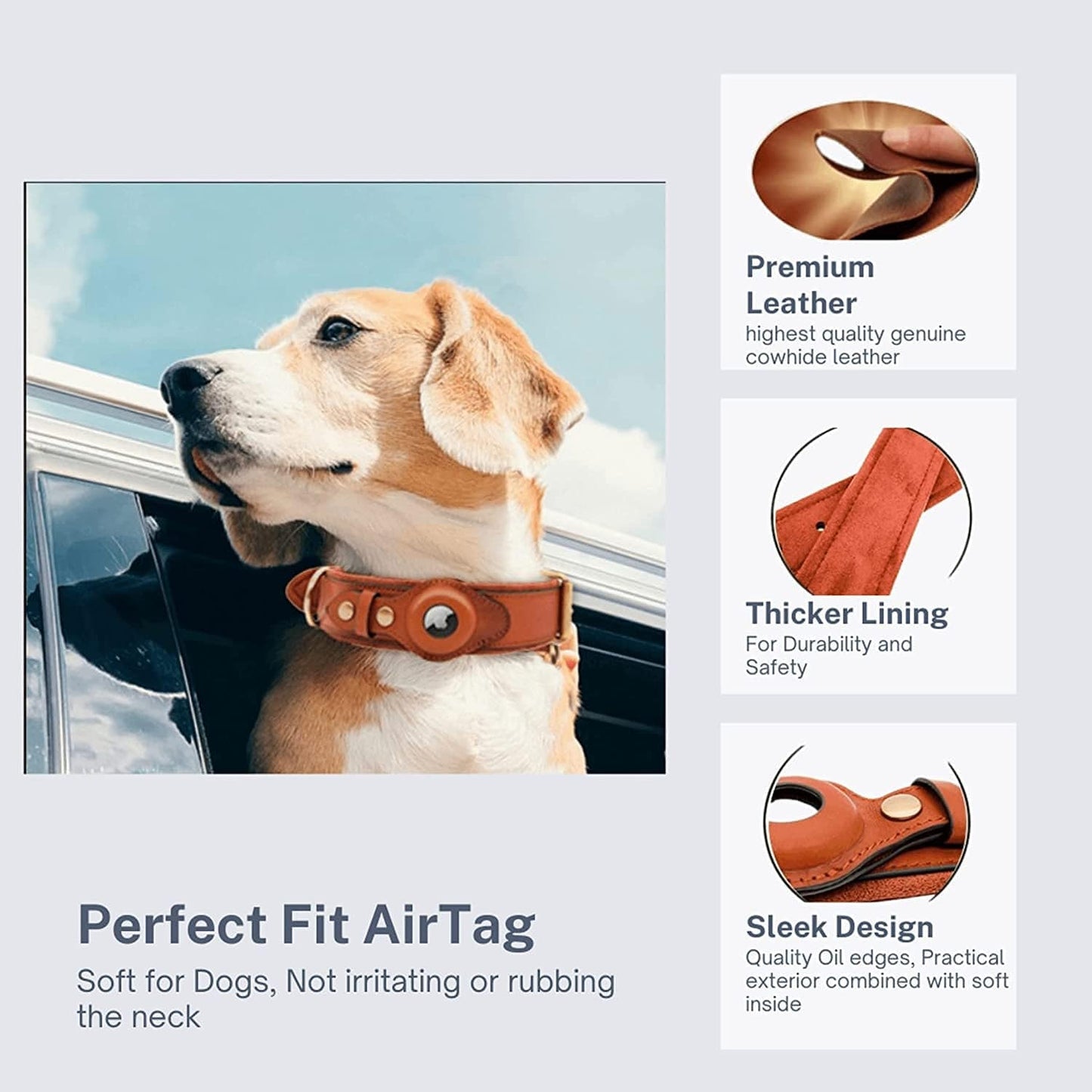 ABBY Abby’S Apple Airtag Dog Collar for Your Pet, Leather - GPS Tracking (Medium, Black) Width 1.57 Inch, Neck 16.5 Inch - 23.6 Inch Electronics > GPS Accessories > GPS Cases ABBY   
