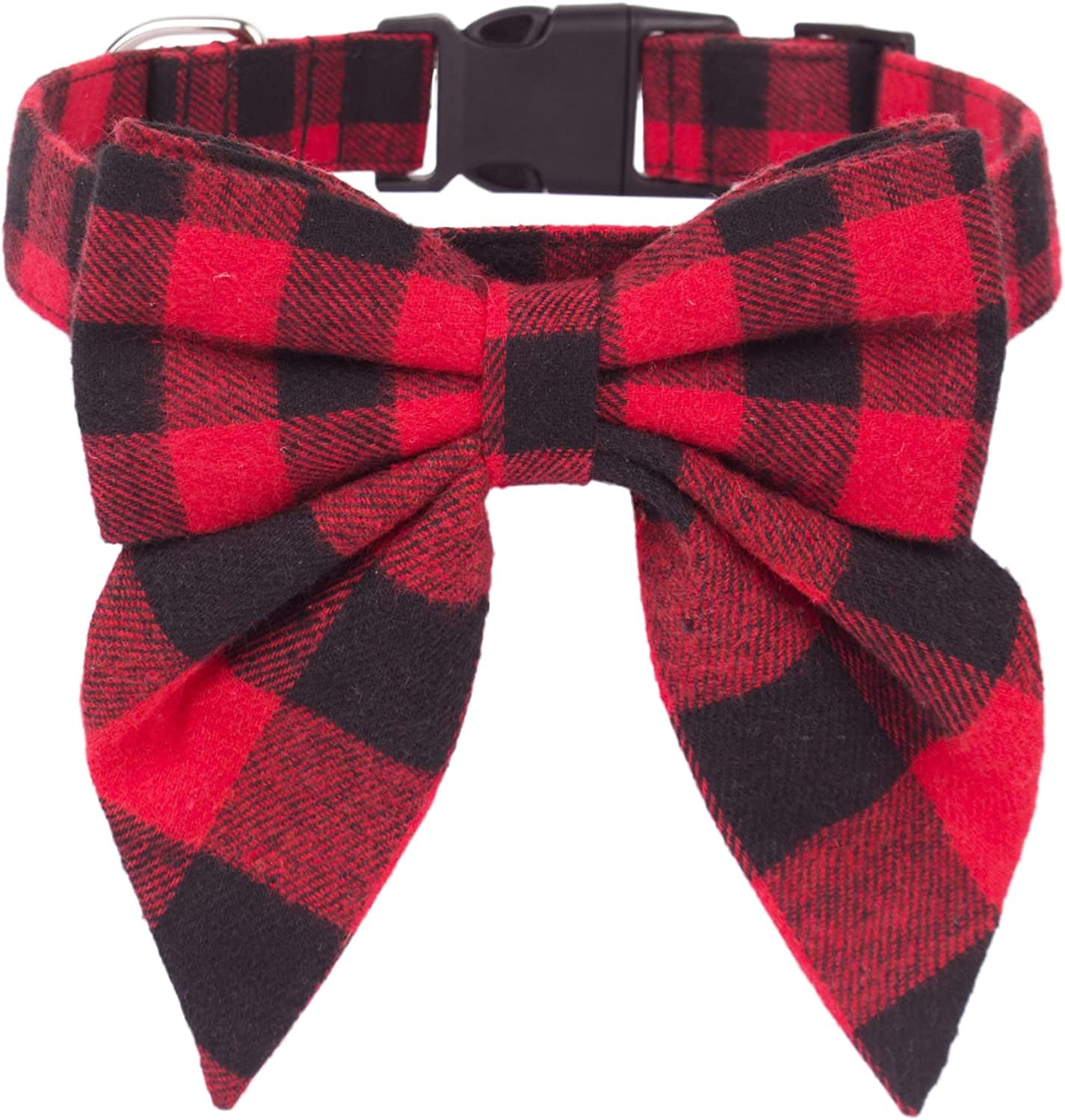 ADOGGYGO Christmas Dog Collar with Bow, Adjustable Cotton Red Bowtie Dog Christmas Collars for Small Medium Large Dogs Pets (Large, Black & Red) Animals & Pet Supplies > Pet Supplies > Dog Supplies > Dog Apparel ADOGGYGO Red & Black Large 