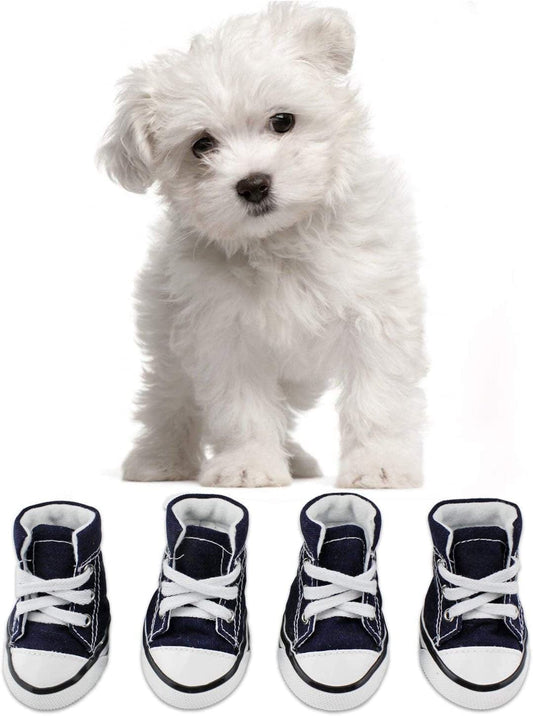 Abcgoodefg Pet Dog Puppy Nonslip Canvas Sport Shoes Sneaker Boots Rubber Sole Animals & Pet Supplies > Pet Supplies > Dog Supplies > Dog Apparel abcGoodefg Blue #3(1.61*2.01) 