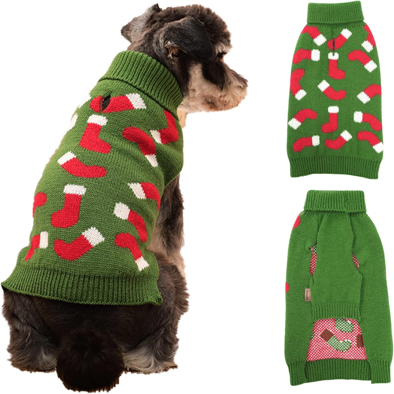 Yokee Dog Christmas Sweater Holiday Dog Apparel Dog Turtleneck Sweater Puppy Kitten Fall Dog Sweater Pet Clothes Christmas Socks Pattern Winter Clothes for Small Medium Large Dog XL Dog Sweaters Animals & Pet Supplies > Pet Supplies > Dog Supplies > Dog Apparel Yokee Small （2.5-7lb）  