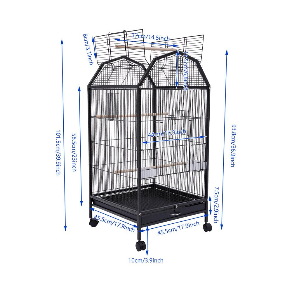 Aohuada Parakeet Bird Cage with Stand Metal Pet Bird Flight Cages Large Finch Bird Cage for Conure Canary Parekette Macaw Finch Cockatoo Budgie Cockatiels Parrot Pet House,Black Animals & Pet Supplies > Pet Supplies > Bird Supplies > Bird Cages & Stands Aohuada   