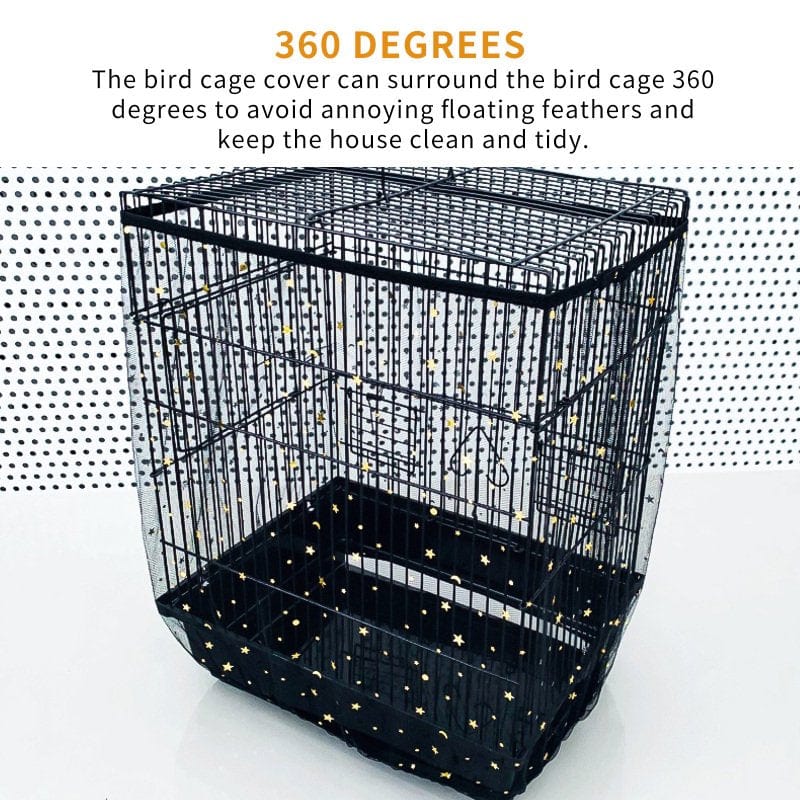 ABIDE Mesh Bird Cage Cover Skirt Net Breathable Seed Catcher Guard Bird Cage Accessories Airy Mesh Parrot Bird Cage Net Animals & Pet Supplies > Pet Supplies > Bird Supplies > Bird Cage Accessories ABIDE   