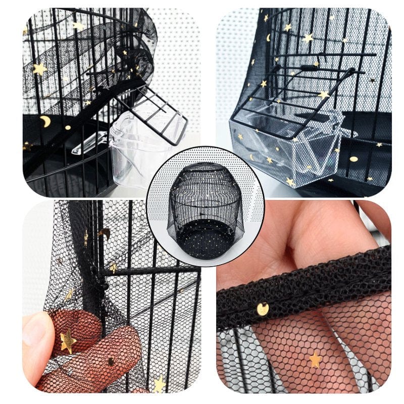 ABIDE Mesh Bird Cage Cover Skirt Net Breathable Seed Catcher Guard Bird Cage Accessories Airy Mesh Parrot Bird Cage Net Animals & Pet Supplies > Pet Supplies > Bird Supplies > Bird Cage Accessories ABIDE   