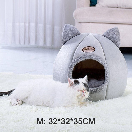 Abody Pet Tent Cave Bed for Cats/Small Dogs Self-Warming 2-In-1 Cat Tent/ Bed/Cat Hut with Removable Washable Cushion, Comfortable Pet Sleeping Bed