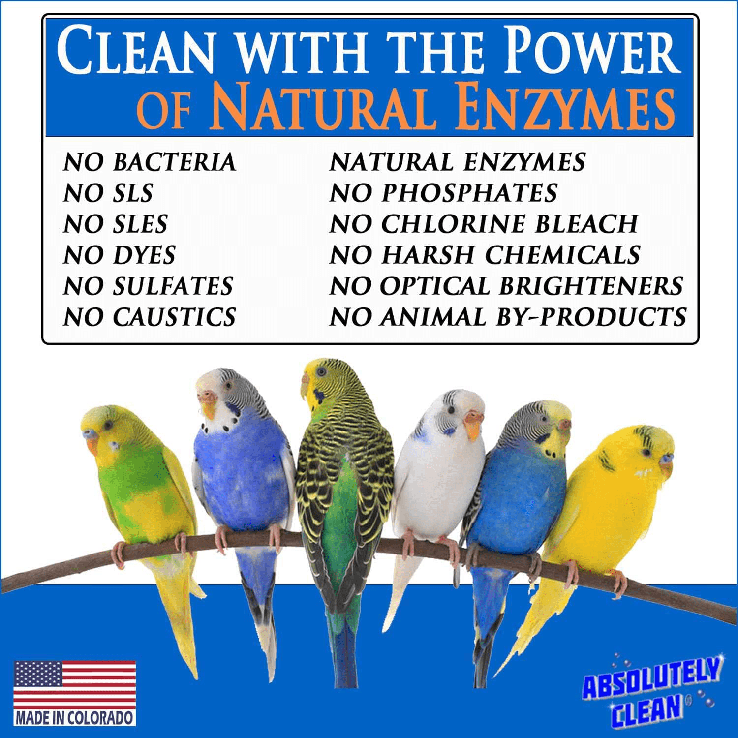 Absolutely Clean Amazing Bird Cage Cleaner and Deodorizer - Just Spray/Wipe - Safely & Easily Removes Bird Messes Quickly and Easily - Made in the USA Animals & Pet Supplies > Pet Supplies > Bird Supplies > Bird Treats Absolutely Clean   