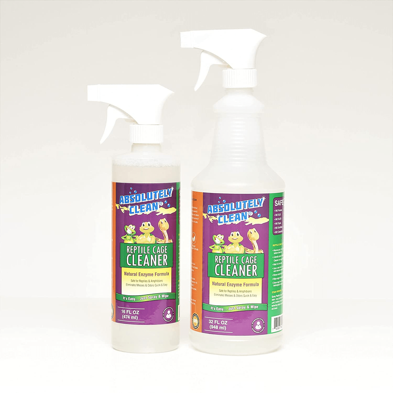 Absolutely Clean Amazing Reptile & Amphibian Terrarium Cleaner and Deodorizer - Just Spray/Wipe - Safely & Easily Removes Reptile & Amphibian Messes - USA Made Animals & Pet Supplies > Pet Supplies > Reptile & Amphibian Supplies > Reptile & Amphibian Habitat Accessories Absolutely Clean   