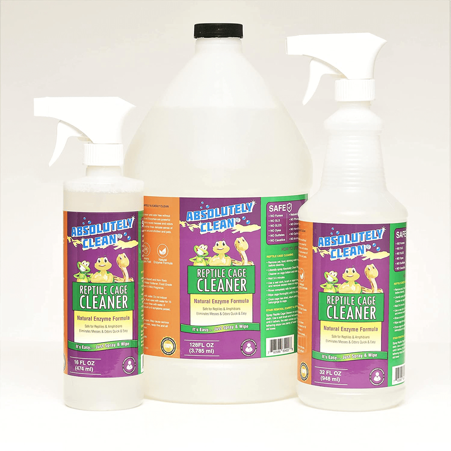 Absolutely Clean Amazing Reptile & Amphibian Terrarium Cleaner and Deodorizer - Just Spray/Wipe - Safely & Easily Removes Reptile & Amphibian Messes - USA Made Animals & Pet Supplies > Pet Supplies > Reptile & Amphibian Supplies > Reptile & Amphibian Habitat Accessories Absolutely Clean   