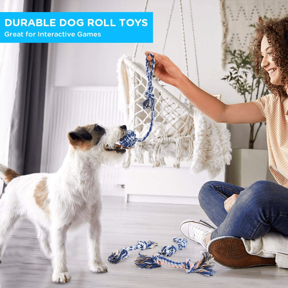 Dog Teething Toys for Puppies - Squeaky Plush for Puppies to Keep Them Busy,  Anxiety Relief. Dog Toys For Small Dog. Teething Chew Toys With Rope 100%  Cotton, Durable, Safe Interactive Dog