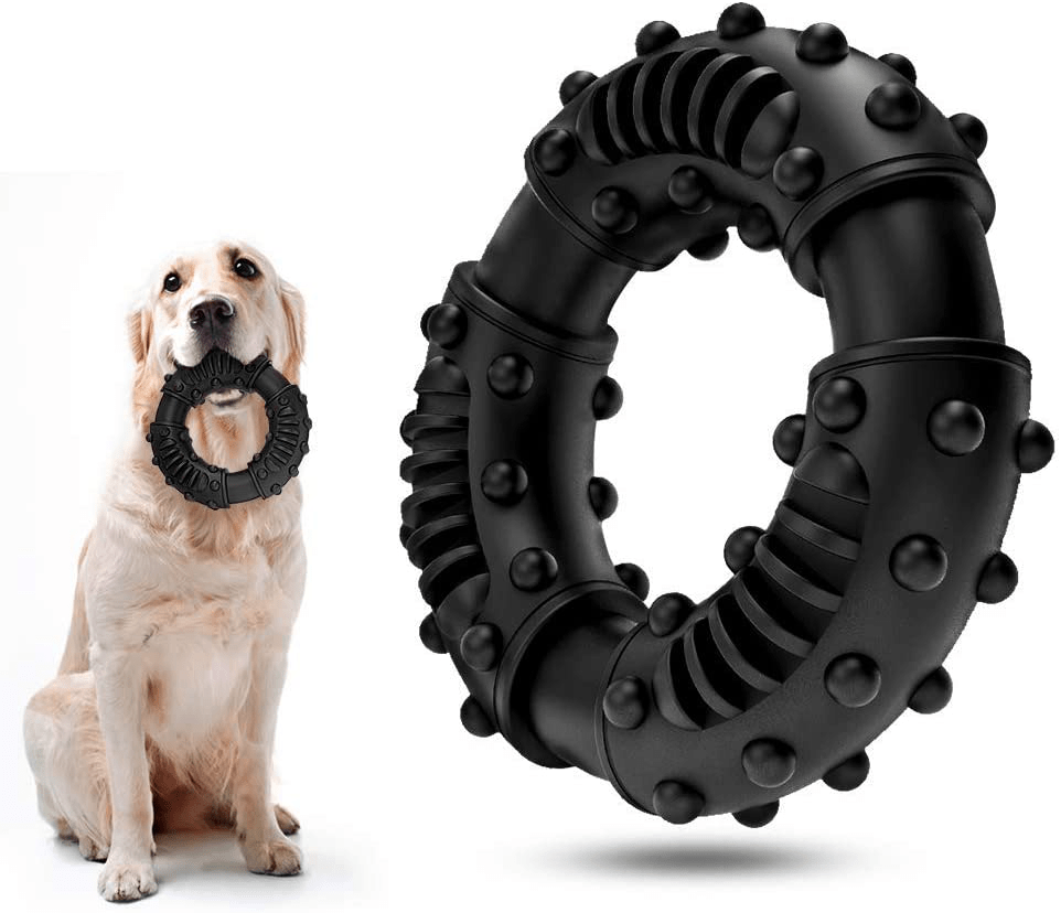 ABTOR Ultra Durable Dog Chew Toys - Toughest Natural Rubber - Texture Nub Dog Toys for All Aggressive Chewers Large Dogs Puppy Teething Chew Toys- Fun to Chew, Dental Care, Training, Teething Animals & Pet Supplies > Pet Supplies > Dog Supplies > Dog Toys ABTOR C-Black  