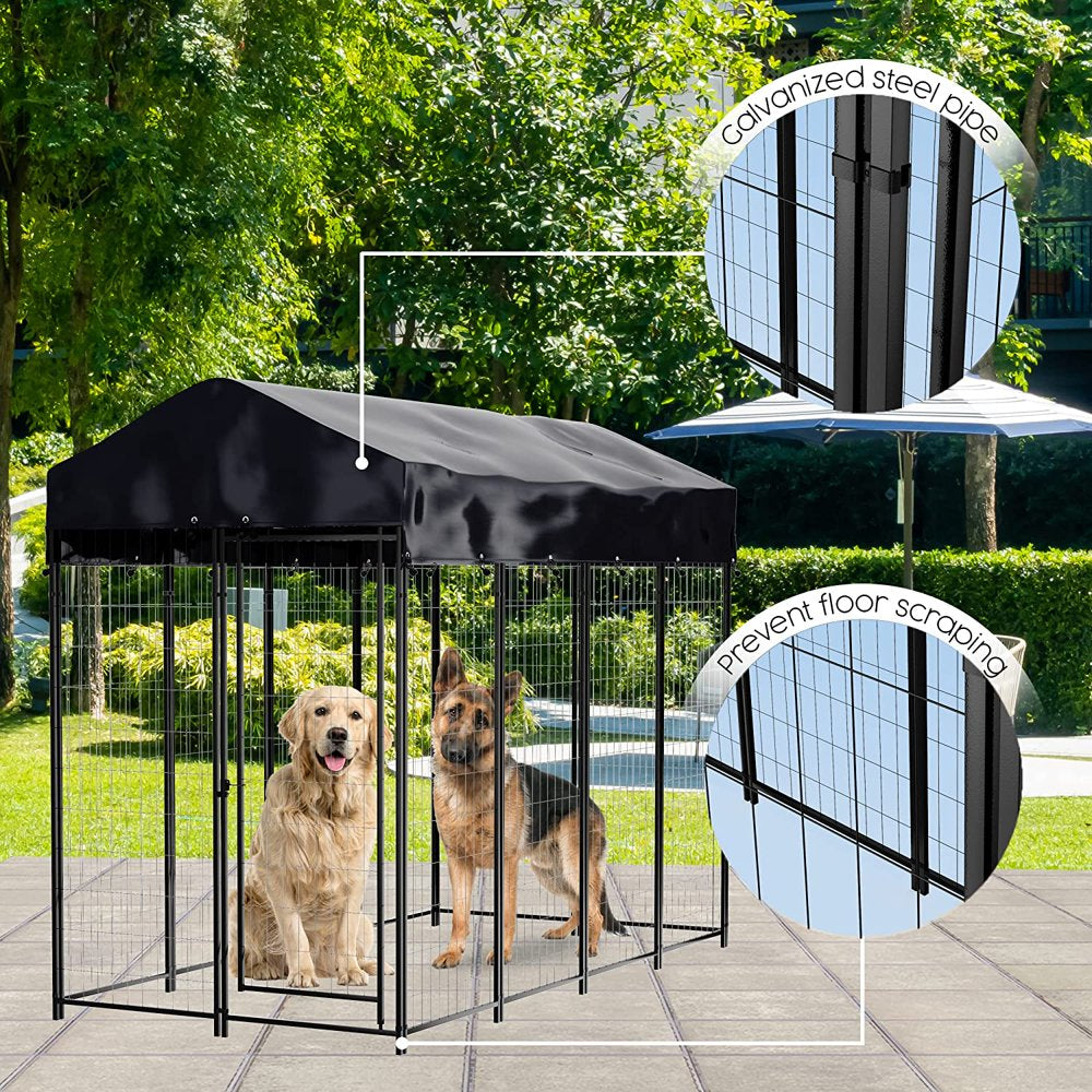 Dog Kennel Outdoor, outside Kennels, Large Wire Crate, 4X8X6 Ft, Metal, Welded, Dogs Runs, W/ Roof Cover, Big Enclosed Cage, Heavy Duty Pet Crates, Covered Box Run, Outdoors Pavilion Pen | Animals & Pet Supplies > Pet Supplies > Dog Supplies > Dog Kennels & Runs ALLJOYSE   