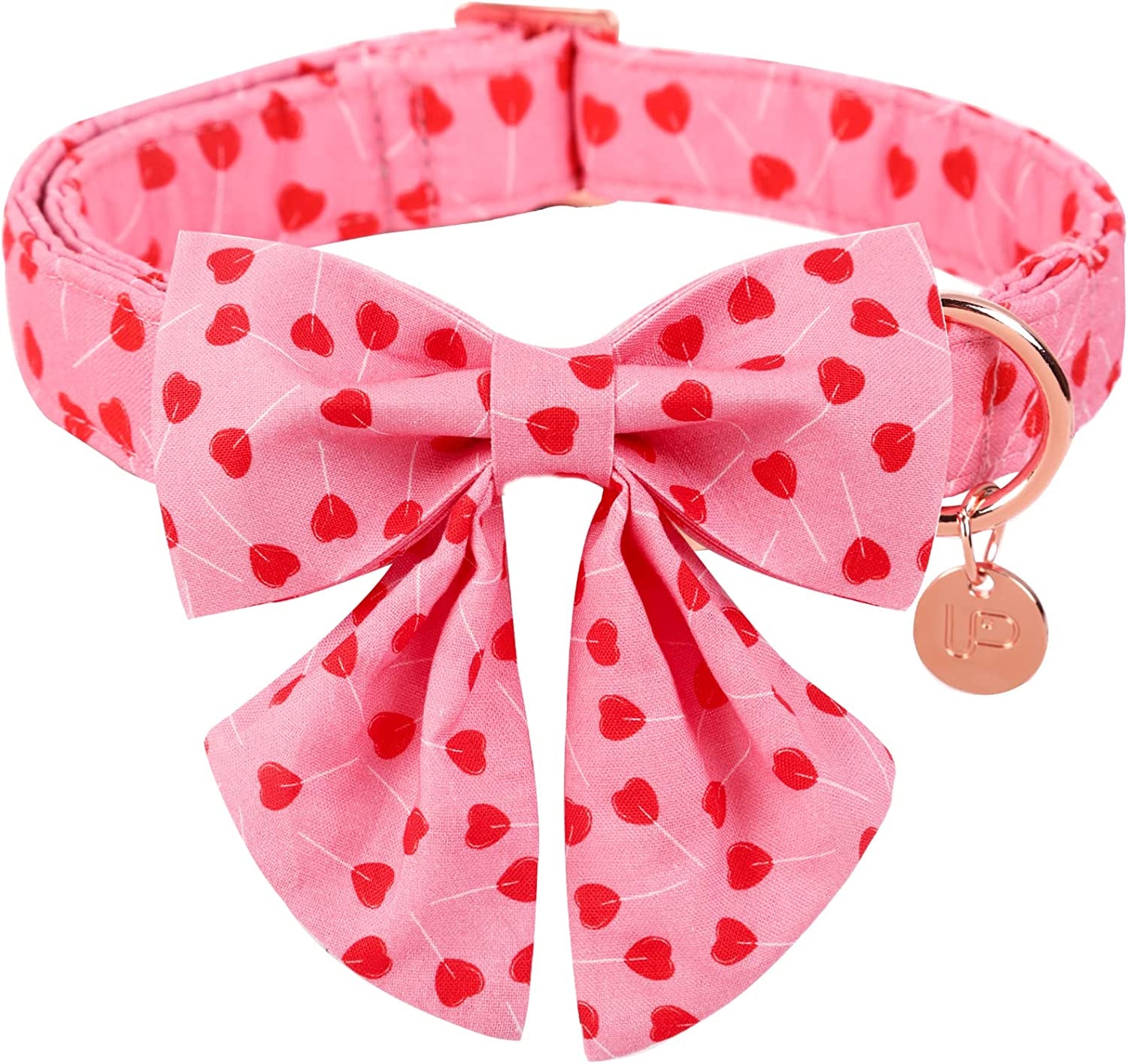 UP URARA PUP Valentine Dog Collar with Bow Tie, Valentine Bowtie Collar for Medium Girl Dog, Cotton Collar with Metal Buckle, Valentine’S Day Gift Pet Collar, M, Neck 13.5-22In, Pink Plaid Animals & Pet Supplies > Pet Supplies > Dog Supplies > Dog Apparel UP URARA PUP LovedStick XS 