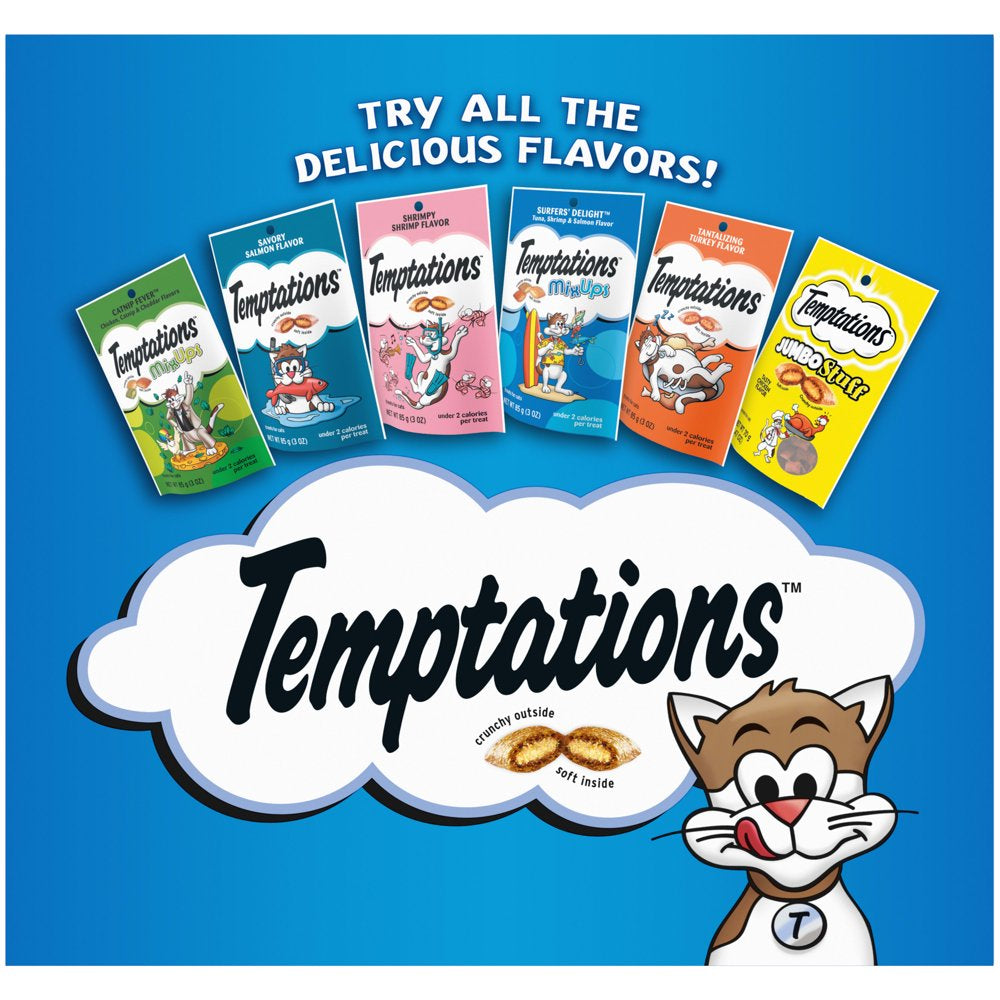 TEMPTATIONS Classic, Crunchy and Soft Cat Treats Feline Favorites Variety Pack, Seafood Medley Flavor, Tasty Chicken Flavor, Creamy Dairy Flavor, and Tempting Tuna Flavor, (4) 3 Oz. Pouches Animals & Pet Supplies > Pet Supplies > Cat Supplies > Cat Treats Mars Petcare   