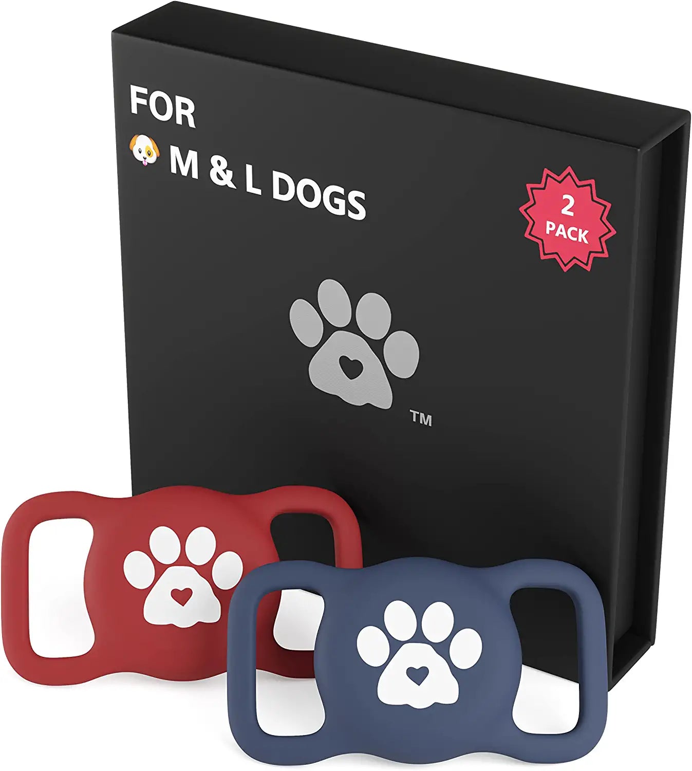 Airtag Dog Collar Holder – Available in Several Colors & Sizes - 2 Pack Silicone Dog Airtag Holder - Premium Dog Collar Airtag Holder - Apple Airtag Dog Collar Comfortably Fits Dogs & Cats Too! Electronics > GPS Accessories > GPS Cases LUVKO FAMILY Classic- M & L Dog, Dark Blue & Red Wine  