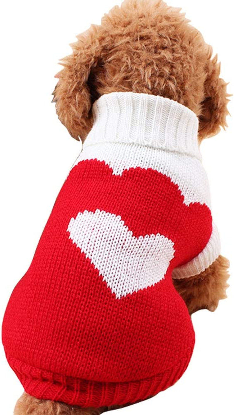 CHBORCHICEN Pet Dog Sweaters Classic Knitwear Turtleneck Winter Warm Puppy Clothing Cute Strawberry and Heart Doggie Sweater (Pink, Small) Animals & Pet Supplies > Pet Supplies > Dog Supplies > Dog Apparel CHBORCHICEN Red2 Medium 