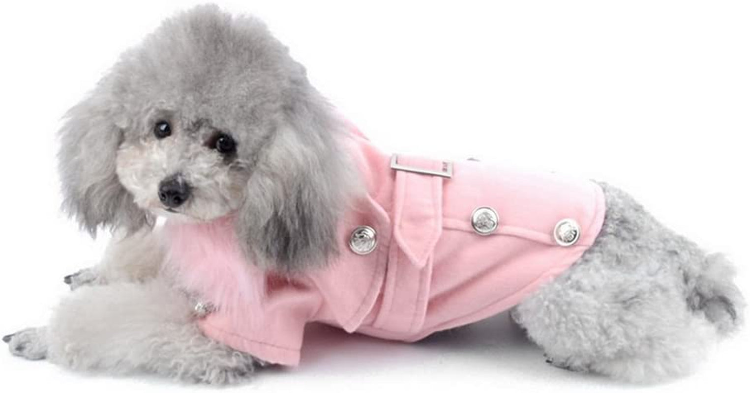 Pet Cat Dog Clothes European Woolen Fur Collar Coat Small Dog Cat Pet Clothes Costume Pink M Animals & Pet Supplies > Pet Supplies > Dog Supplies > Dog Apparel SMALLLEE_LUCKY_STORE   