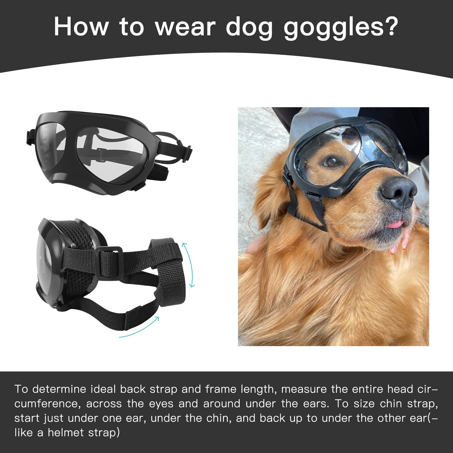 Southvo Dog Goggles Large Breed, Dog Sunglasses Soft Frame with Adjustable Straps,Dog Eye Protection UV Protection (Black) Animals & Pet Supplies > Pet Supplies > Dog Supplies > Dog Apparel SOUTHVO   