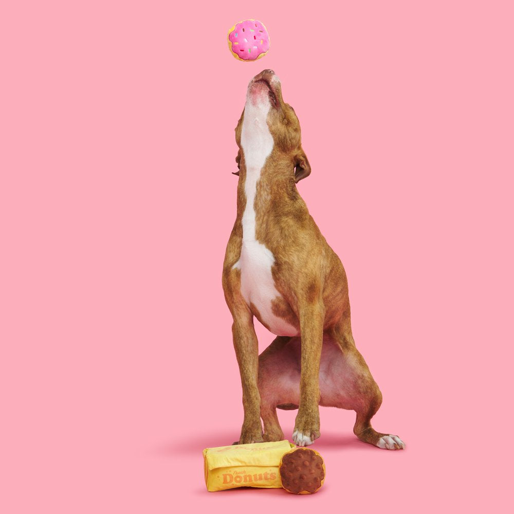 BARK Fresh Barked Donuts Dog Toy, Brown & Pink - Barkfest in Bed Animals & Pet Supplies > Pet Supplies > Dog Supplies > Dog Toys BARK   