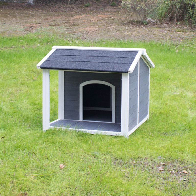 Large Outdoor Wooden Dog House, Waterproof Dog Cage, Windproof and Warm Dog Kennel with Porch Deck