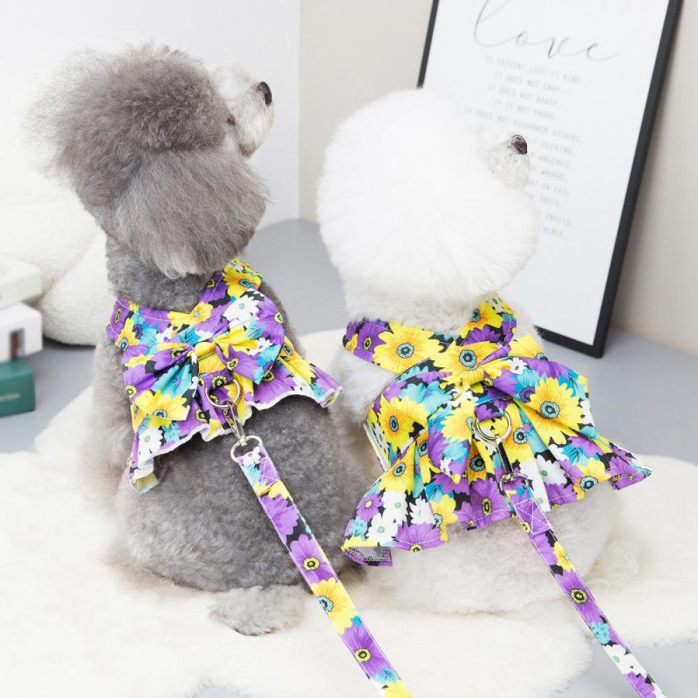 Baywell Dog Harness Dress with Leash Set, Princess Dog Vest for