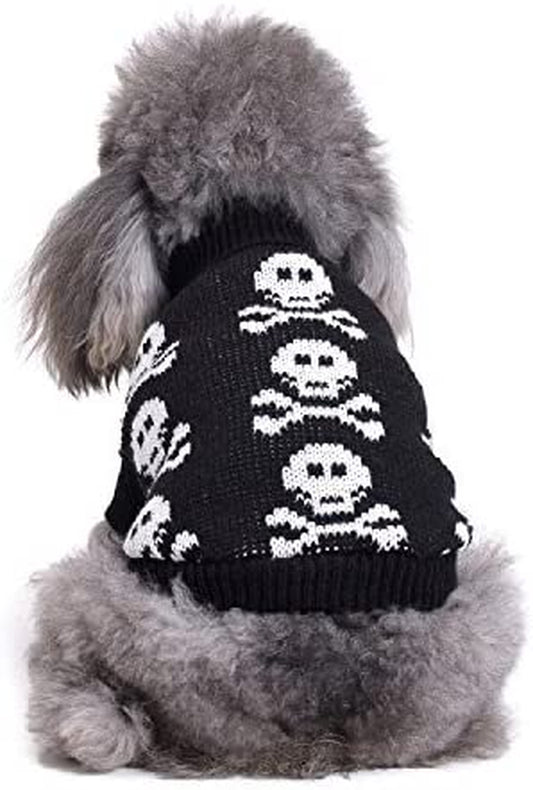 S-Lifeeling Skull Dog Sweater Holiday Halloween Christmas Pet Clothes Soft Comfortable Dog Clothes - Black,Xxl Animals & Pet Supplies > Pet Supplies > Dog Supplies > Dog Apparel PL Black Dog - Back Length 10" 