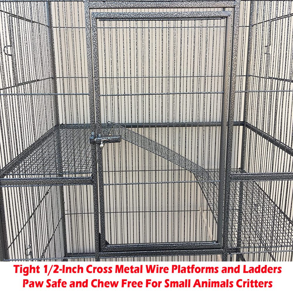 DOUBLE LARGE 3-Levels Small Animals Critters Habitat Center Divider Cage with Narrow 1/2-Inch Wire Spacing for Guinea Pig Ferret Chinchilla Sugar Glider Rats Mice Hamster Hedgehog Gerbil Animals & Pet Supplies > Pet Supplies > Small Animal Supplies > Small Animal Habitats & Cages Mcage   